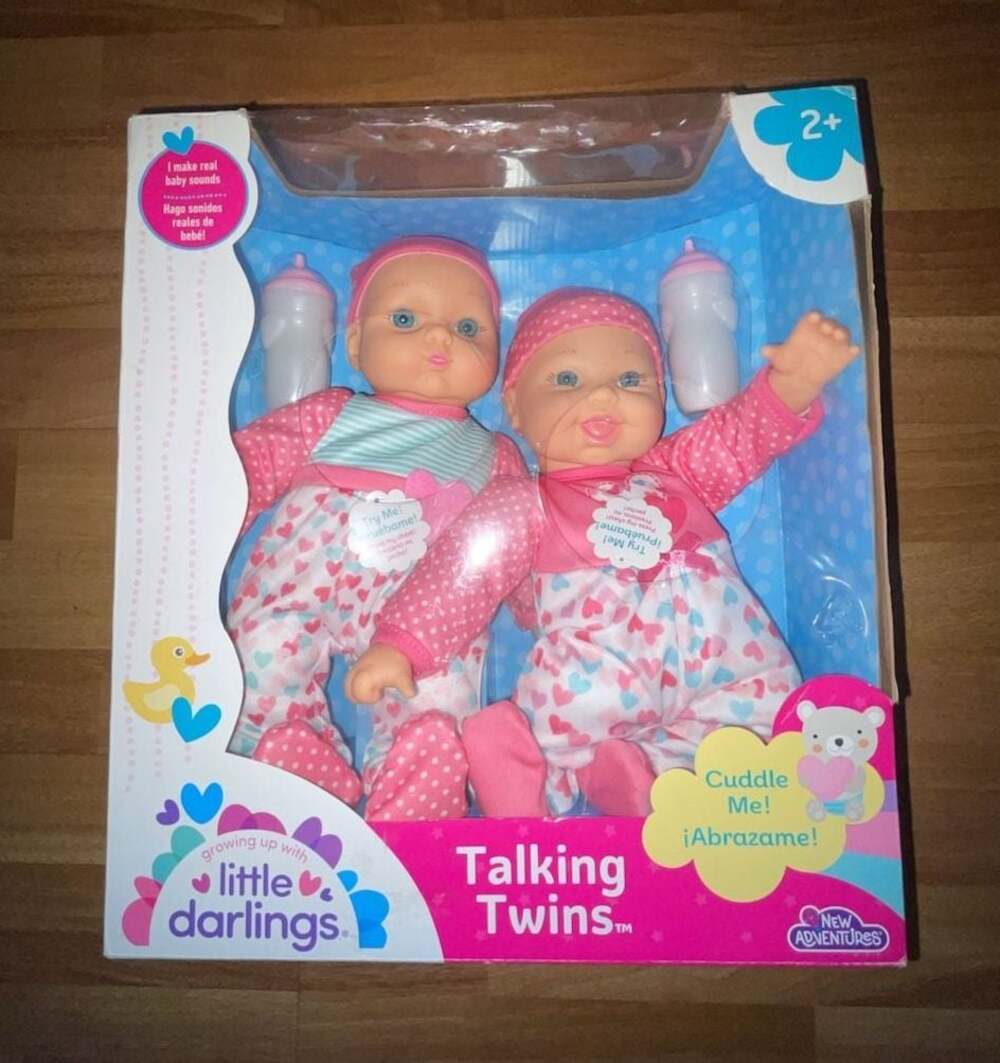 New Adventures Little Darlings Talking Twins 12-Inch Baby Doll Set with Bottles